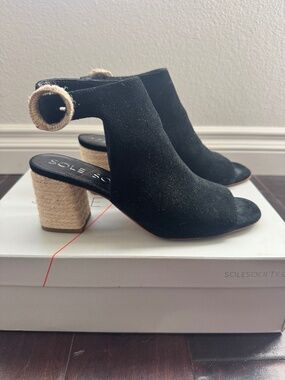 Sole Society - black suede peep toe sandal